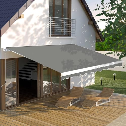 Toldo retráctil manual de lona caqui 5x3.5m para patio 6