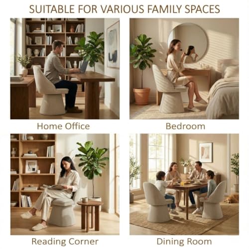 Image of KISLOT Swivel Dining Chairs Modern Desk Chair Upholstered Linen Fabric Side Chair for Kitchen Dining Room Bedroom,Khaki,2 Box