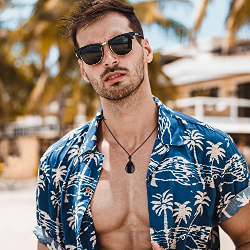 COAI Teardrop Gemstone Necklaces for Women, Crystal Jewelry for Women, Amethyst/Aquamarine/Black Obsidian/Labradorite4