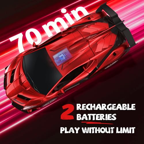 Image of V991 2-in-1 Transform Robot RC Car, 1:10 Large Transform Toys Remote Control Car with Gesture Sensing, One-Key Deformation, LED Lights & Sound Effects, Cool Toy Gift for Boys and Girls 4-6 7 8 9(Red)