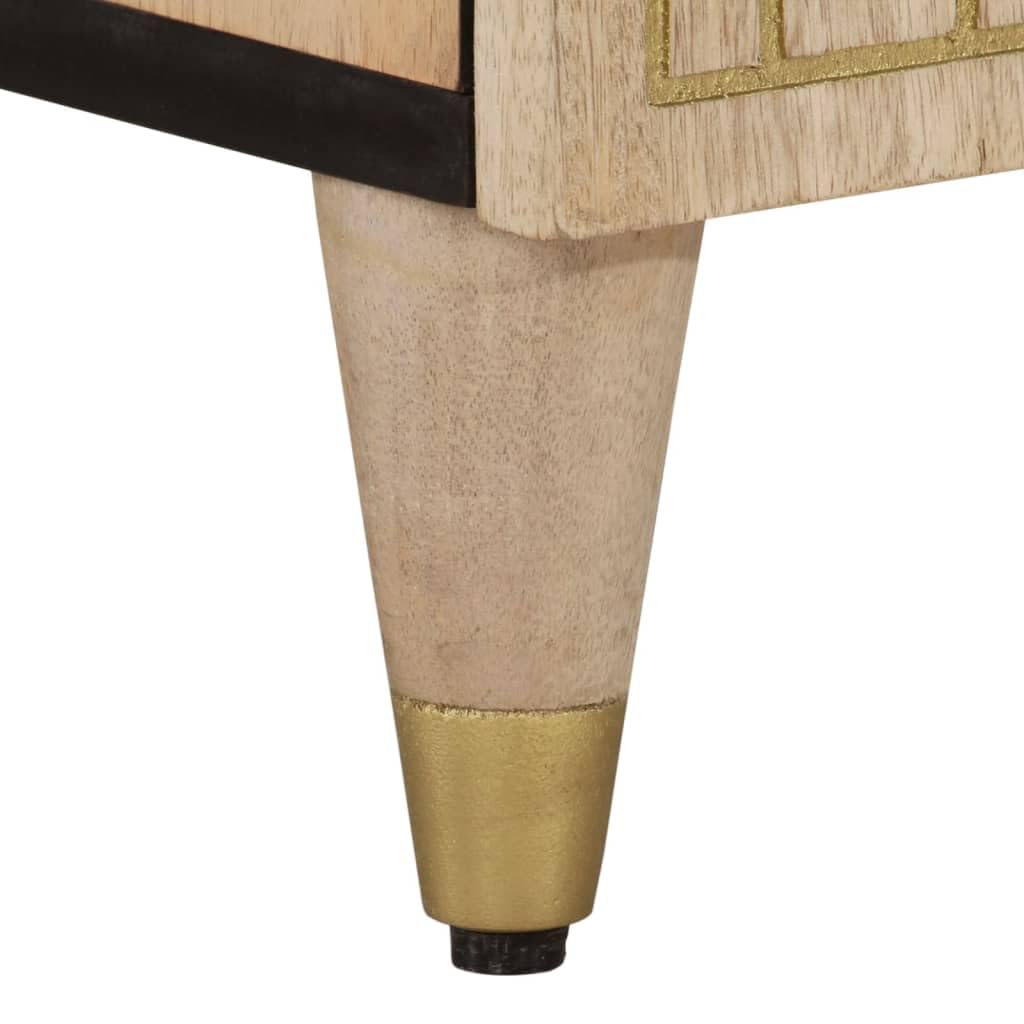 Szafka pod telewizor 100 x 33 x 46 cm z litego drewna mango, ręcznie rzeźbiona, wytrzymała podstawka pod telewizor do salonu, konsola multimedialna