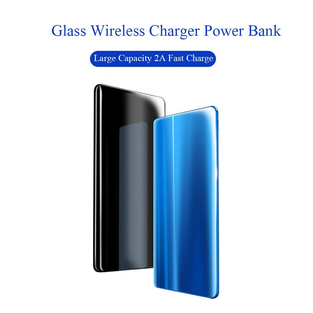 Bateria Externa Wireless 10000mAh Power Bank Cargador Inalámbrico Rápido con Doble USB y Entrada Doble Compatible para iPhone XR/XS/X/8/8 Plus y Todos Móviles con QI