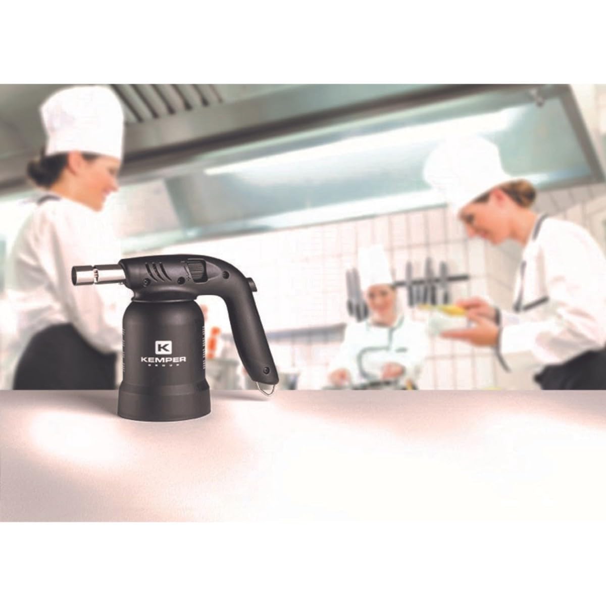 KEMPER - Lampe à Souder Gaz Black Edition 360° Anti-Retour de Flamme – Allumage Piezo – Buse Inox – Chalumeau Portable Dégrippage Soudage Crème Brûlée + 4 Cartouches