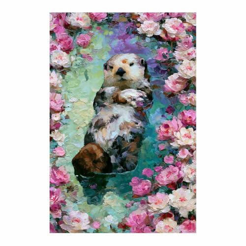 Art mural sur toile loutres florales PUQAAEO déco salon multicolore 40x60