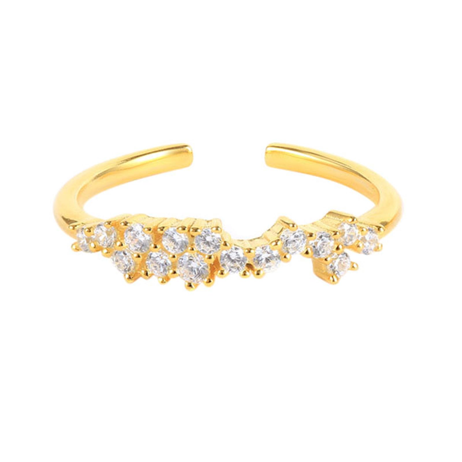 Anillos ajustables, anillo abierto apilable de oro amarillo de 9K/14K/18K con moissanita para mujer