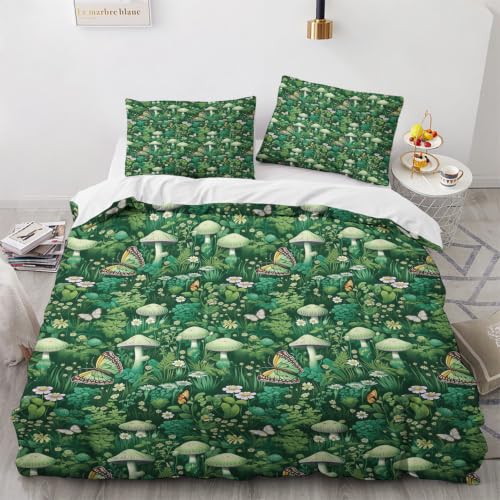 Housse de couette 240x260 champignon avec 2 taies en polycoton doux