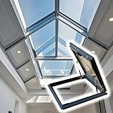 Roof Skylight Residential, Skylight Windows for House Roof, Manual Venting Deck Installation Skylight with Double-Layer Tempered Glass, for Attic/Sun Room/Basement/Attic(LxW 50x50cm/19.7x19.7in)