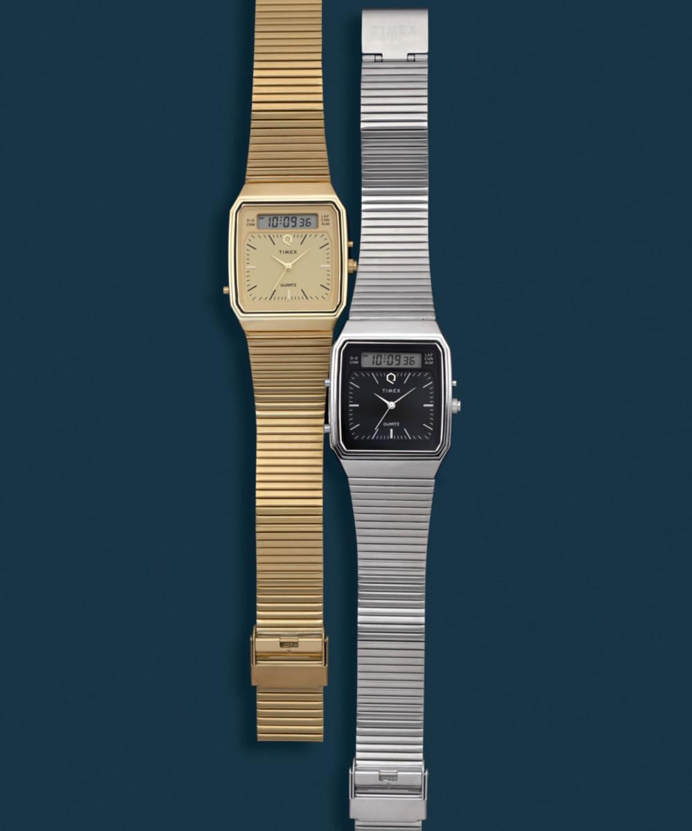 Timex Herren Analog-Digital Quarz Armbanduhr mit einem Edelstahlarmband Q Timex Reissue