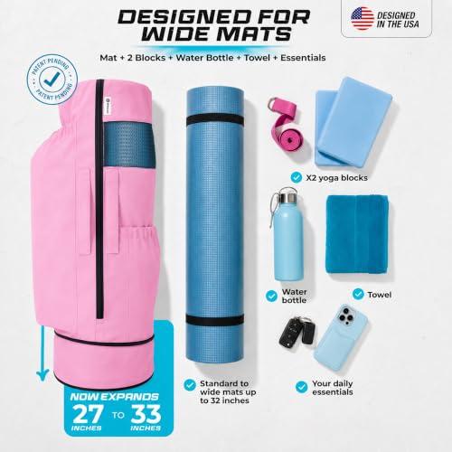 MAGNILAY Expandable Yoga Mat Bag, Adjustable Strap, Pockets, Pink, Large - image 2