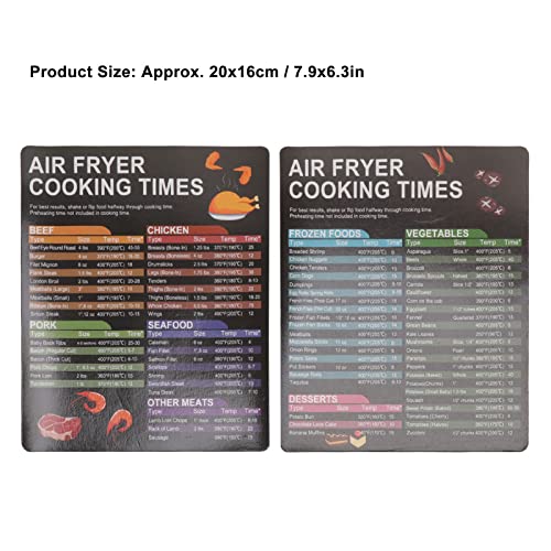Magnetischer Spickzettel Für Die Fritteuse, Tabelle Mit Den Garzeiten Für Die Heißluftfritteuse, Spickzettel Für Die Heißluftfritteuse, Referenzhandbuch Für Heißluftfritteuse Zum Kochen Und Fritti – Bild 8