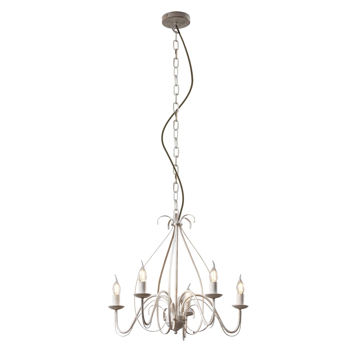 Qazqa giuseppe - Lustre italien - 5 lumière - Ø 600 mm - Crème - Classique/Antique, Rustique - éclairage intérieur - Salon