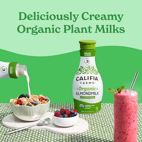 Califia Farms - Organic Unsweetened Almond Milk, 48 Oz, Dairy Free, Keto, Vegan, Plant Based, Organic Milk, Non GMO, Low Calorie, USDA Organic - Image 5