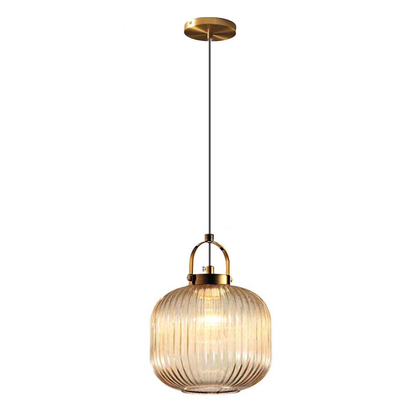 Lustres ambre industriel en laiton d'architecte suspension en verre haut de gamme culot E27
