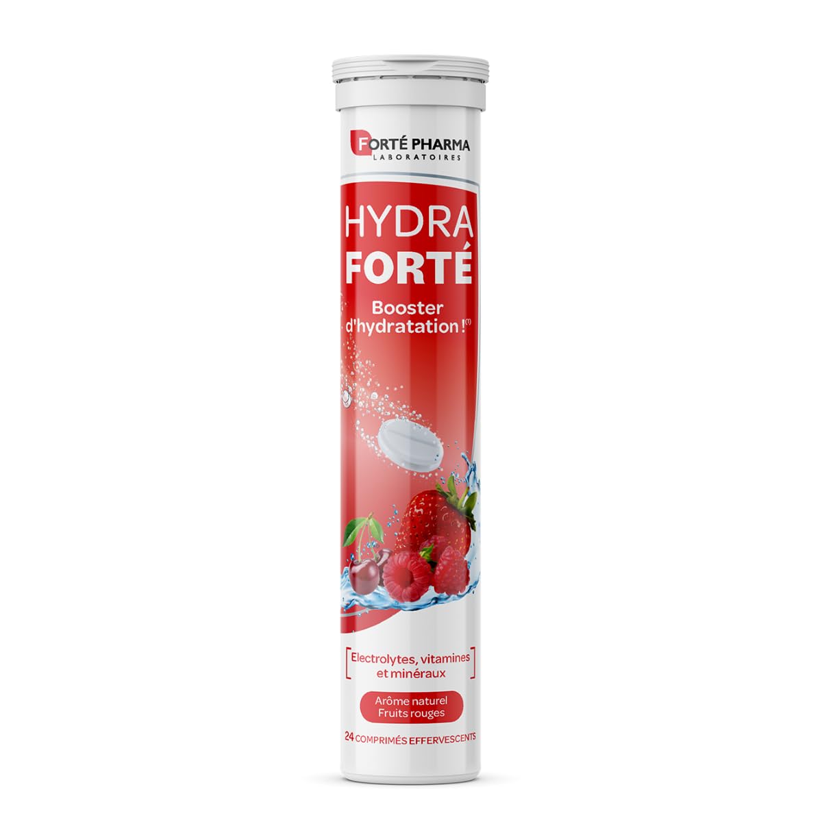 Forté Pharma - Hydra Forté Fruits rouges - Electrolyte hydratation - Vitamine C Magnesium, Minéraux - Sport, chaleur, voyage - Comprimés effervescents - 1-​2/​jour, jusqu'à 24 jours
