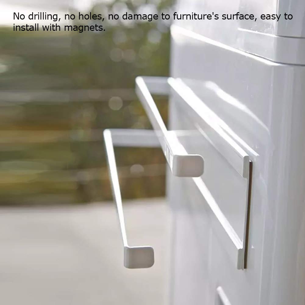 Omabeta Magnetic Towel Bar Double Bath Towel Holder Magnetic Bath Towel Rack Wall-Mounted Towel Bar for Hosehold Kitchen Bathroom(White) - Image 4