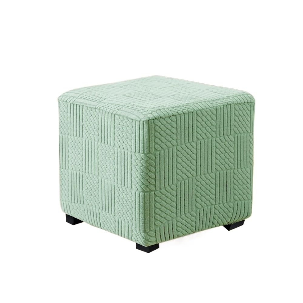 KUYCCSTRESI Square Jacquard Stool Cover Anti Slip Detachable Footstool Cover(Light Green,L)