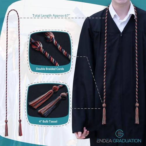 Image of Endea Graduation Single Honor Cord Three-Color (Navy Blue /Red /Silver)