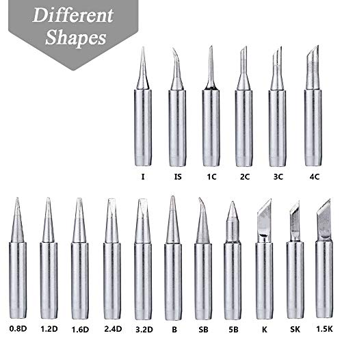 Mesee 17Pcs Soldering Tips Kit 900M Lead-Free Solder Iron Tip Welding Replacement Accessories for Hakko, Radio Shack, TENMA, ATTEN, Quick, Aoyue, Yihua Solder Station