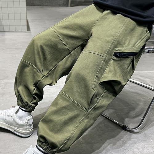 Boys Cargo Joggers Kids Elastic Waist Baggy Pants Relaxed Fit Jogging Trousers with Zipper Pockets Hip Hop Streetwear4