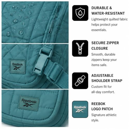 Image of Reebok Womens Crossbody Bags - Lightweight Sling Cell Phone Purse, Quilted Small Crossbody Bags Women