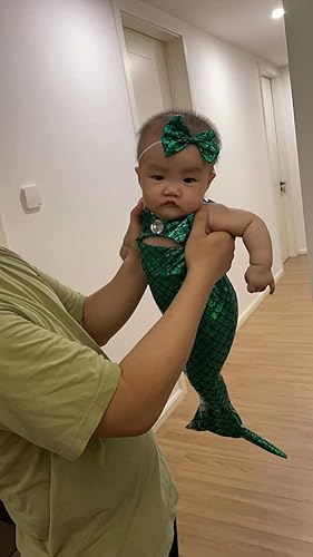 Miniatura 3 de Traje de sirena para bebé recién nacido, accesorios para fotos, diadema de fotografía, brasier de cola de sirena para bebés de 3 a 6 meses, rosa