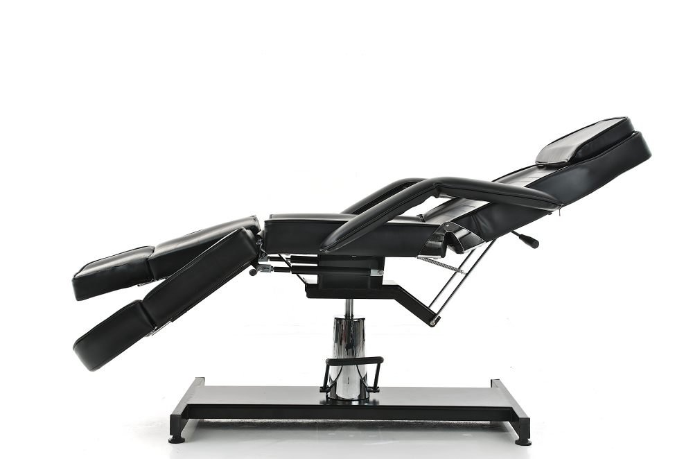 CLP Kosmetikliege SPLIT, Fußteil geteilt, Armlehnen abnehmbar, höhenverstellbar 60-75 cm, auch als Massageliege nutzbar Schwarz