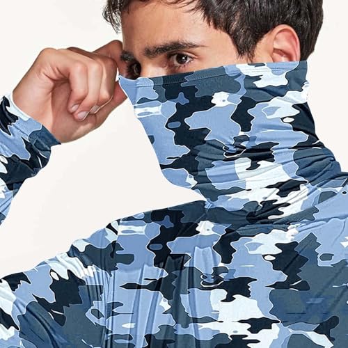 Sun Protection Shirt for Men Rash Guard Long Sleeve Print Hoodie Fishing Quick Dry Shirts with Thumb Holes and Mask4