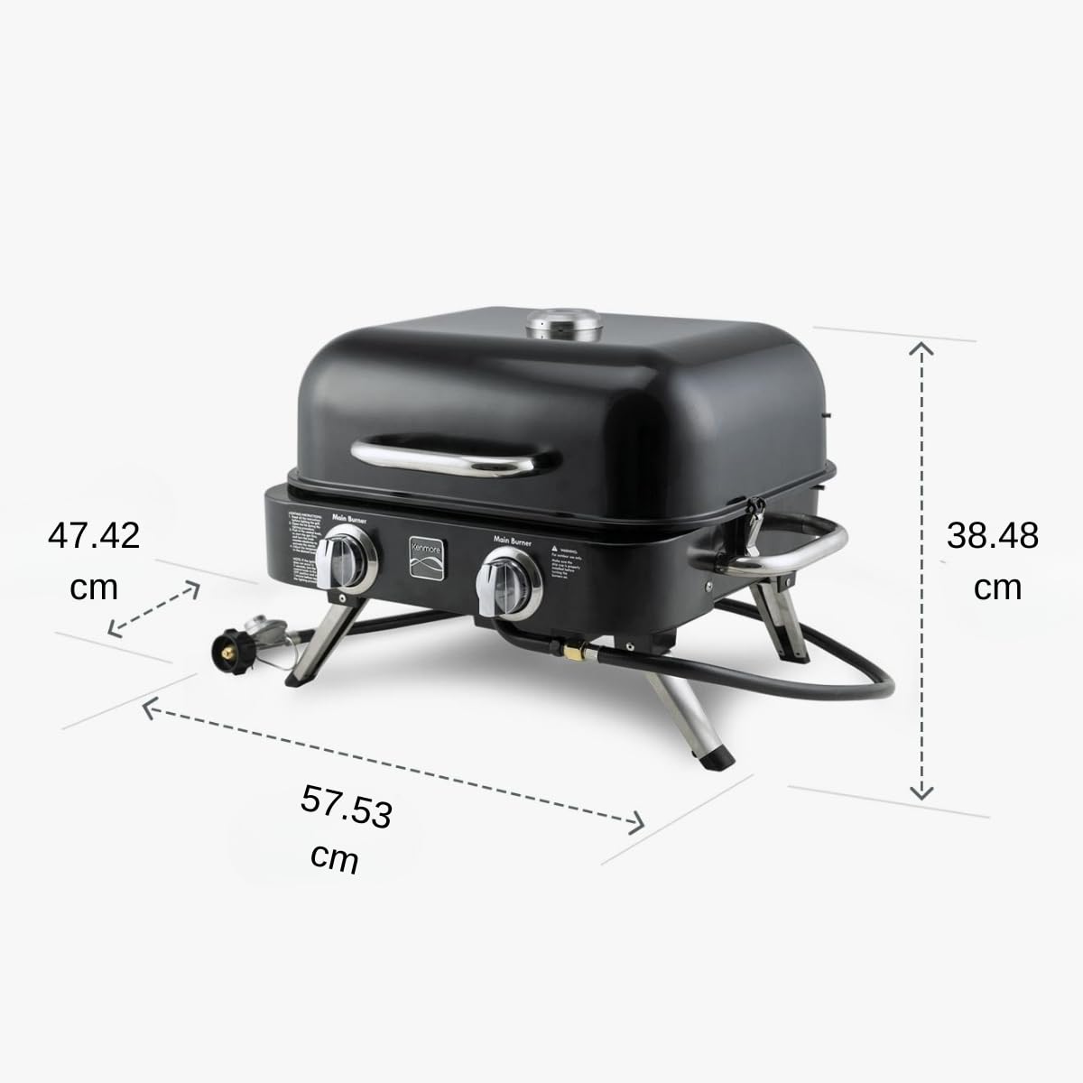 Kenmore Portable Propane Gas Grill - Barbacoa de sobremesa con rejilla para calentar - 2 quemadores de acero inoxidable con (4,1 kW) - para cocina exterior - camping - Cobre Marino