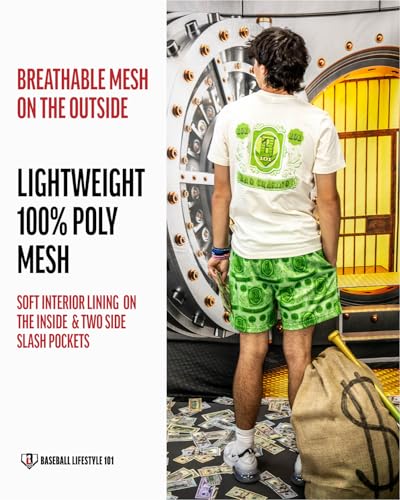 BL101 Adult Bag Chaser Baseball Mesh Shorts for Men - Green, M - image 5
