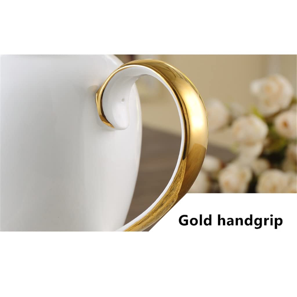 PJKUIFYX Dinner Plate Coffee Cup Set Platinum Porcelain Tea Set