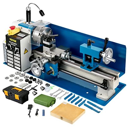 VEVOR Mini Torno de Metal 550W 7"x14" 0-2500 RPM Fresadora de Metal Hilo en Pulgadas 12-52 TPI Rosca Métrica 0,5-2,5 mm Torno de Trabajo de Metal para Metales Blandos, Aluminio, Cobre, el Vidrio