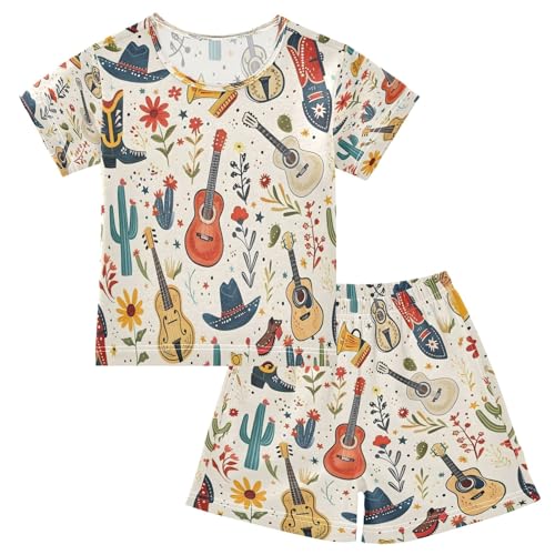 Cowboy Boot Kids Pjs Set Boys Girls Summer Short-Sleeve Sleepwear Pajamas 2PCS