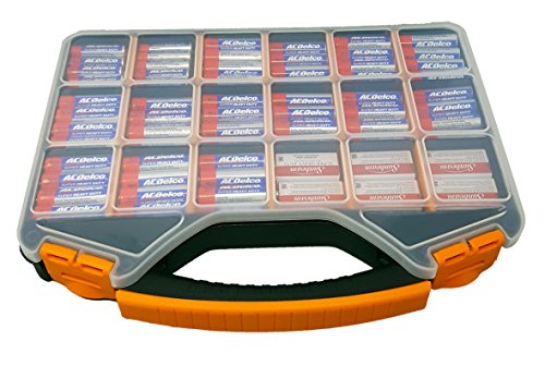 Massca Battery Storage Box Organizer Stores AAA, AA, and C Size. Hinged Box Made of Durable Plastic in a Slim Design with 18 compartments. - Thumbnail 3