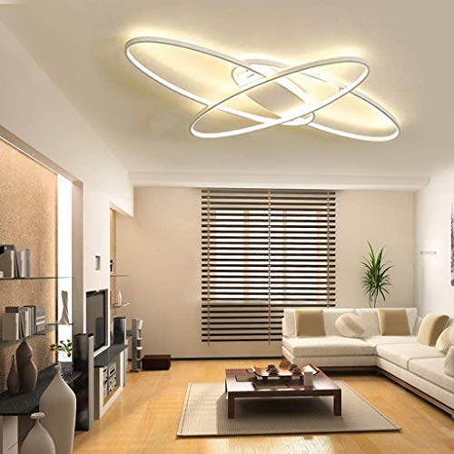 Plafonnier LED ovale blanc de 95cm et 46W avec télécommande dimmable - 2