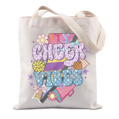 TIIMG Cheerleader Gift Cheer Handbag Cheer Coach Gift Cheer Vibes Tote Bag for Daughter