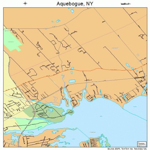Large Street & Road Map of Aquebogue, New York NY Printed poster size