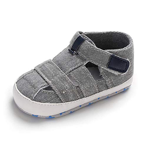 Isbasic Baby Boys Girls Summer Beach Breathable Athletic Closed-Toe Sandals Soft Sole Anti-Slip Toddler First Walker Shoes, C-grey, 12-18 Months Toddler