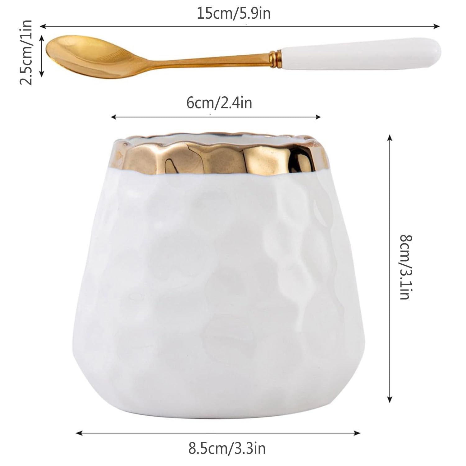Juego de 9 cucharas de café, tarro de cerámica con 8 cucharas pequeñas, cuchara de café, té, pastel, cuchara de helado, cucharas de mango de cerámica