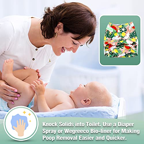 Image of wegreeco Cloth Diapers 6 Pack with 6 Inserts & 1 Wet Bag, Washable Cloth Diapers for Babies, One Size Adjustable Reusable (Love, Flowers)