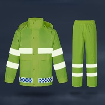 リバーシブル 雨衣 両面 白&黒　雨合羽 レインスーツ 反射帯　リフレクト Amazon | レインコート 安全レイン 仕事合羽 レインウェア 上下