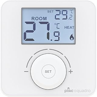 Plikc Quadro – Termostato ambiental digital de parede a pilhas Plikc PLK267690, branco