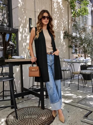 Image of Beautiful Nomad Sleeveless Cardigans for Women Long Sweater Vest