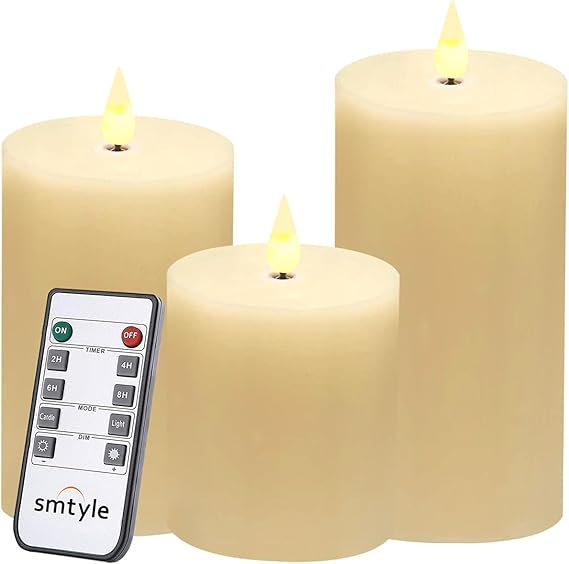 smtyle flameless remote control candles 3 x 4/5/6inch Battery Operated