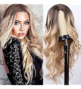 Luxclipse Lace Front Wigs Human Hair, Long Ombre Blonde Wavy Wig, Breathable, Lightweight, Caples...