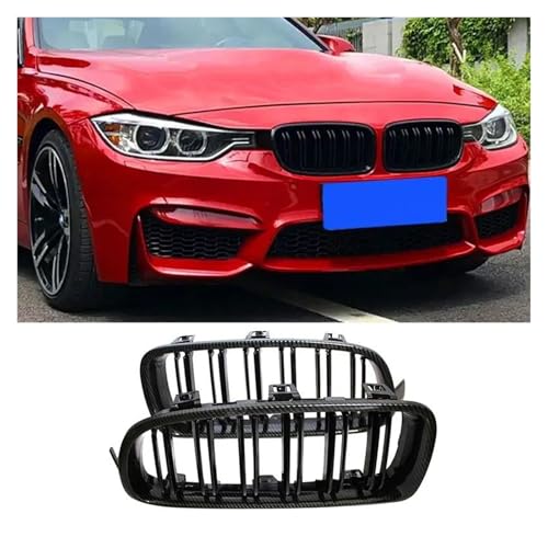 Parrilla frontal negra brillante estilo fibra de carbono para parachoques de BMW Serie 3 F30 F31 5