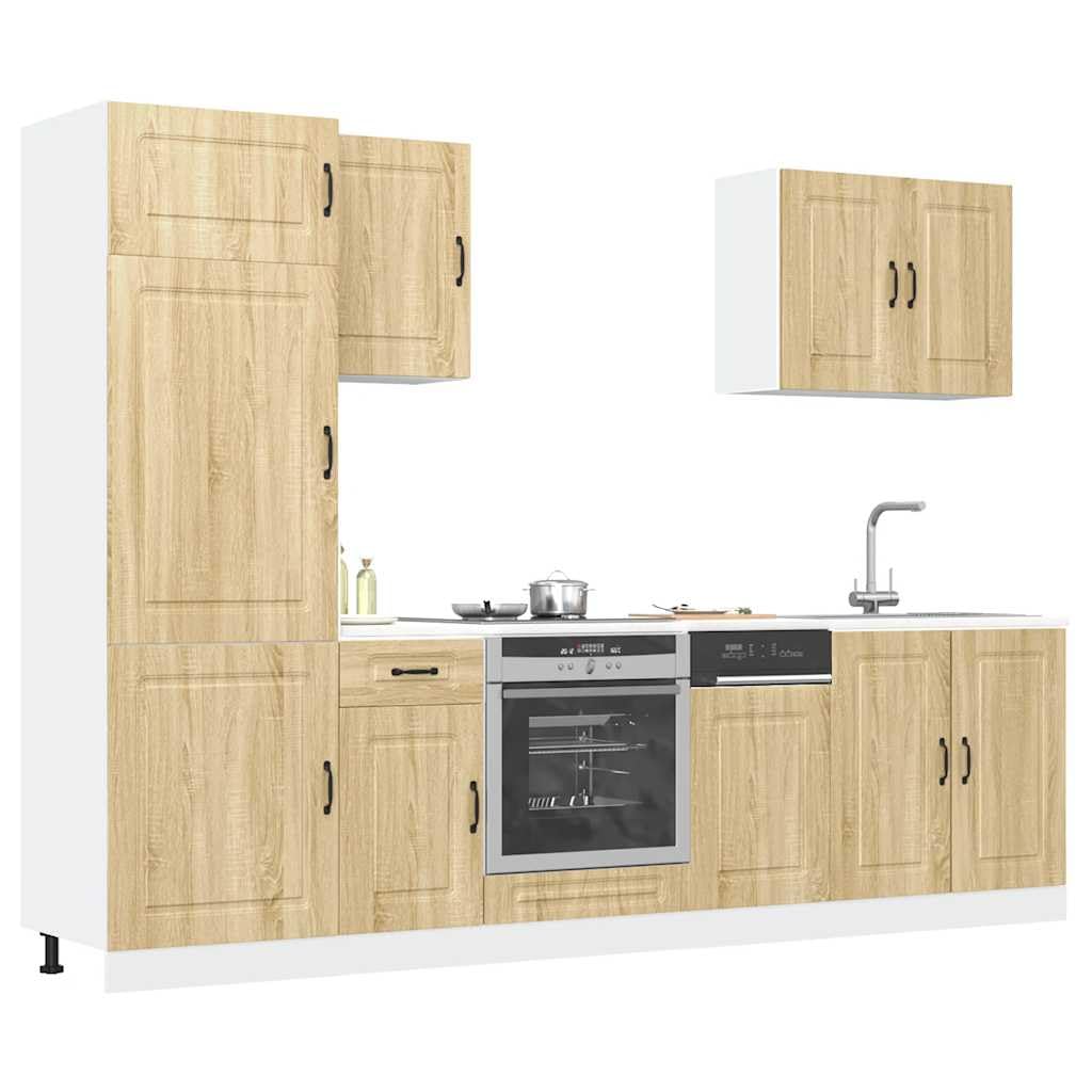 Kalmar - Set di 7 mobili da cucina in legno di quercia Sonoma, soluzione durevole per cucine moderne, piedini regolabili