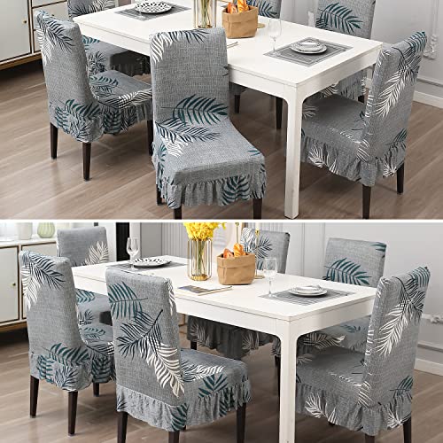 Image of Hokipo Elastic Dining Chair Frill Cover Protector Seat Slipcovers (Ar-4074-D7) - Grey