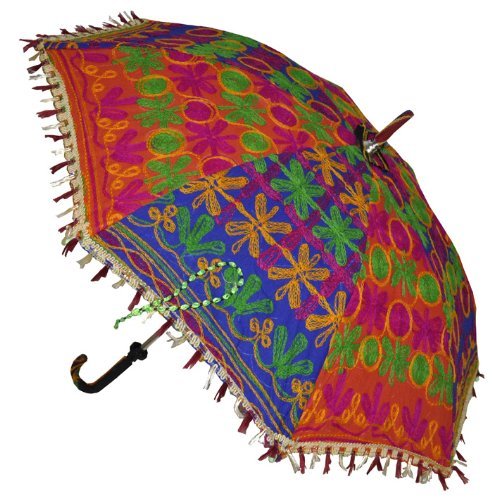 Wedding Umbrellas Indian Decorative Cotton Handmade Designer Cotton Fashion Multi Colored Umbrella Embroidery Boho Umbrellas ,Beach Umbrella Uv Protection Umbrella , Sun Umbrella Parasol 10 Pcs Lot #TOP2