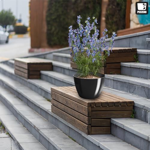 PECZEKO Blumentopf glänzender, Pflanzkübel aus Übertopf Kunststoff Dekorativer Topf für, groß und klein Pflanzen, 2er-Set blumenkübel… – Ansicht 6