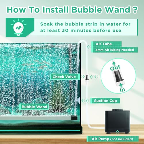 hygger Aquarium Sauerstoff Blasenstreifen, Aquarium Luftausströmer Leise, Sauerstoffstein für Aquarium Set, Aquarium Sprudler Fish Tank Bubbler mit Luftschlauch für Süßwasser und Salzwasser (35cm)